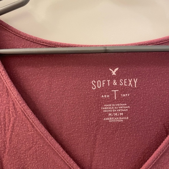 American Eagle Ruched Tieup Top in Dusty Mauve - Picture 3 of 3